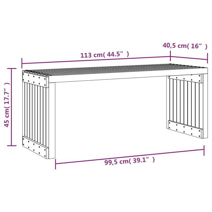 Banc de jardin extensible noir 212,5x40,5x45 cm bois massif pin - Photo n°10