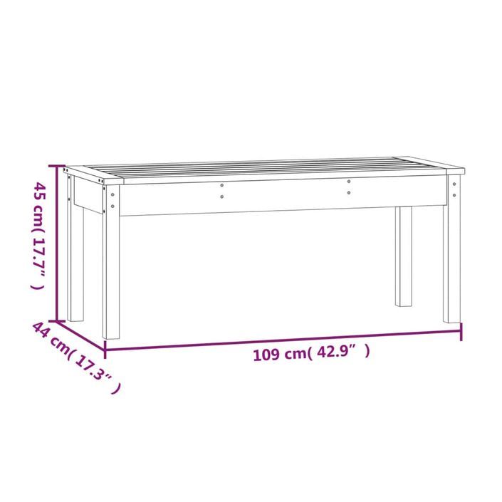 Banc de jardin gris 109x44x45 cm bois massif de pin - Photo n°8