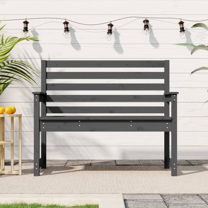 Banc de jardin gris 109x48x91,5 cm bois massif de pin - Photo n°2