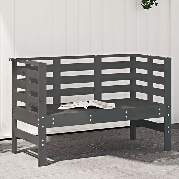 Banc de jardin gris 111,5x53x71 cm bois massif de pin - Photo n°2