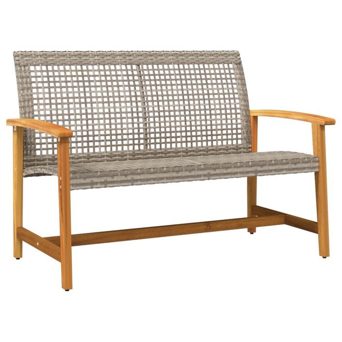 Banc de jardin gris 112 cm résine tressée et bois d'acacia - Photo n°1