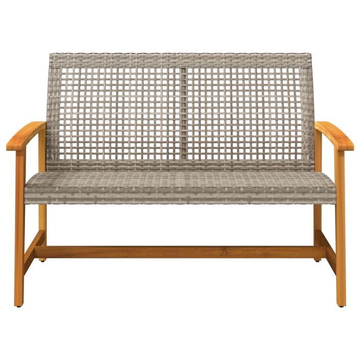 Banc de jardin gris 112 cm résine tressée et bois d'acacia - Photo n°4