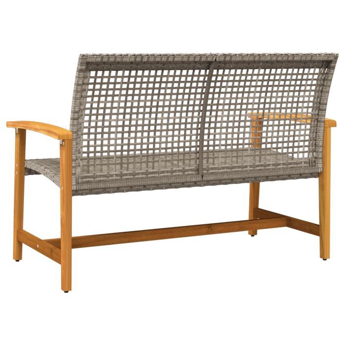 Banc de jardin gris 112 cm résine tressée et bois d'acacia - Photo n°6