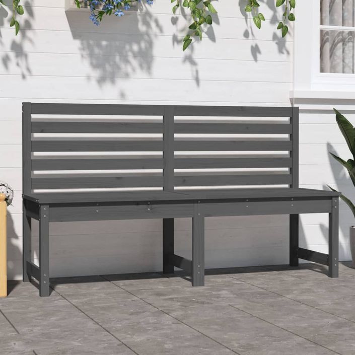 Banc de jardin gris 157,5 cm bois massif de pin - Photo n°3