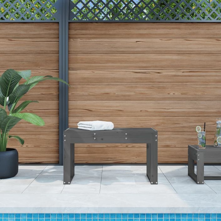 Banc de jardin gris 80x38x45 cm bois massif de pin - Photo n°2