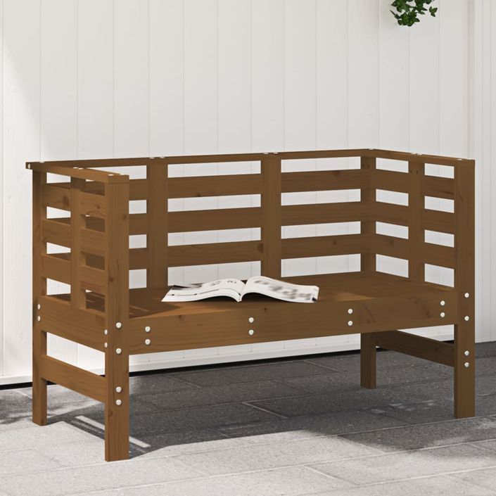 Banc de jardin marron miel 111,5x53x71 cm bois massif de pin - Photo n°2