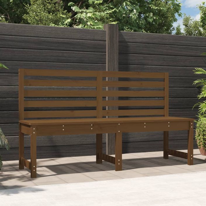 Banc de jardin marron miel 157,5 cm bois de pin massif - Photo n°2