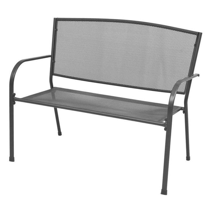 Banc de jardin métal et maille anthracite Reikish - Photo n°1