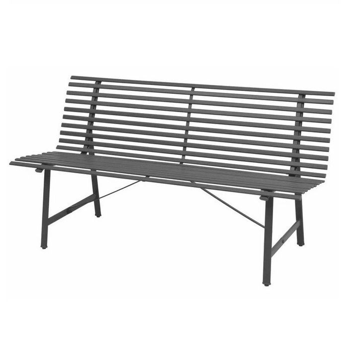 Banc de jardin métal gris anthracite Reikish - Photo n°1