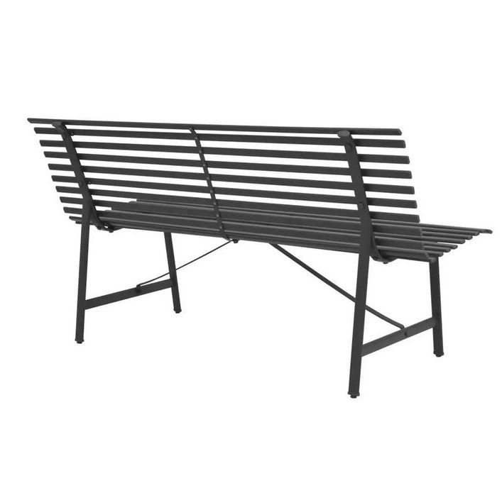 Banc de jardin métal gris anthracite Reikish - Photo n°3