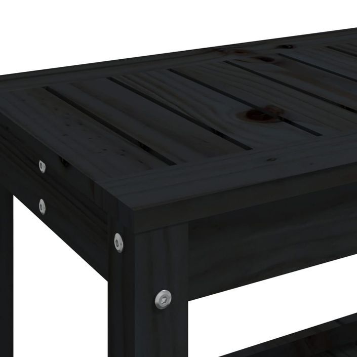 Banc de jardin noir 108x35x45 cm bois massif de pin - Photo n°7