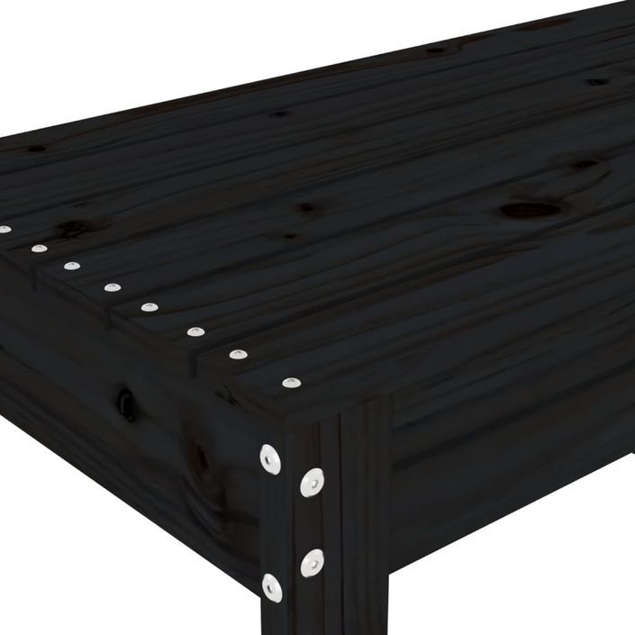 Banc de jardin noir 110x38x45 cm bois massif de pin - Photo n°6