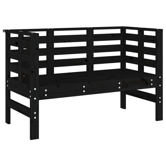 Banc de jardin noir 111,5x53x71 cm bois massif de pin - Photo n°1