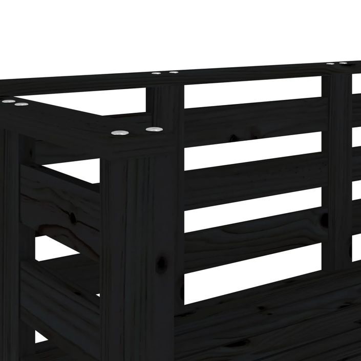 Banc de jardin noir 111,5x53x71 cm bois massif de pin - Photo n°7