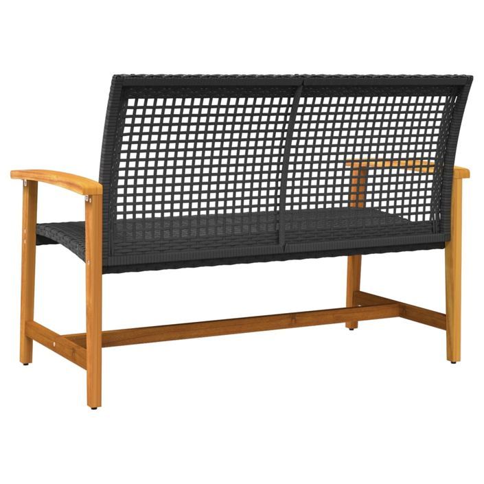 Banc de jardin noir 112 cm résine tressée et bois d'acacia - Photo n°6