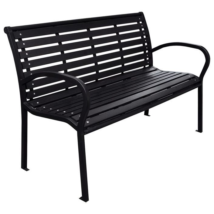 Banc de jardin Noir 116 cm Acier et WPC - Photo n°1