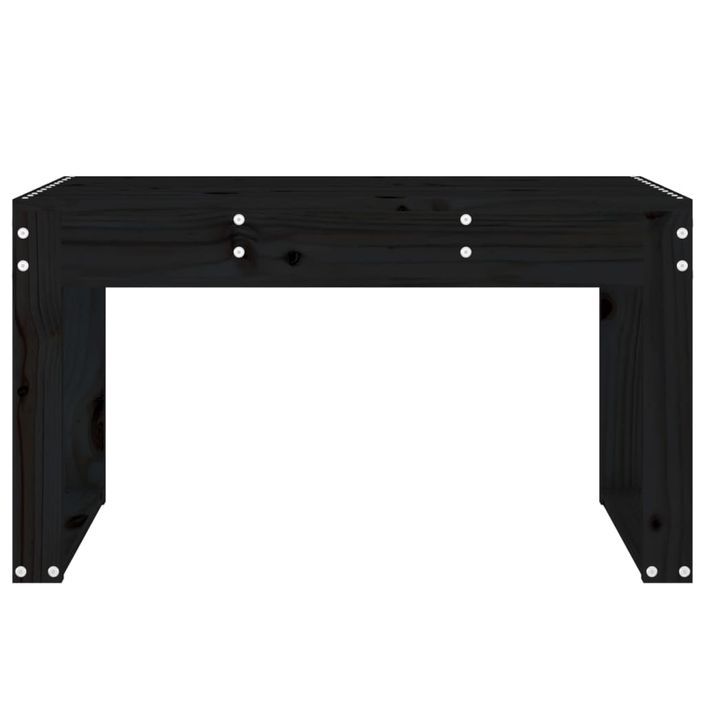 Banc de jardin noir 80x38x45 cm bois massif de pin - Photo n°3