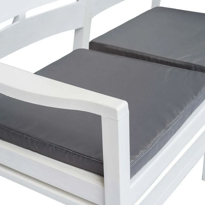 Banc de jardin plastique blanc et coussin polyester gris Bouka - Photo n°4