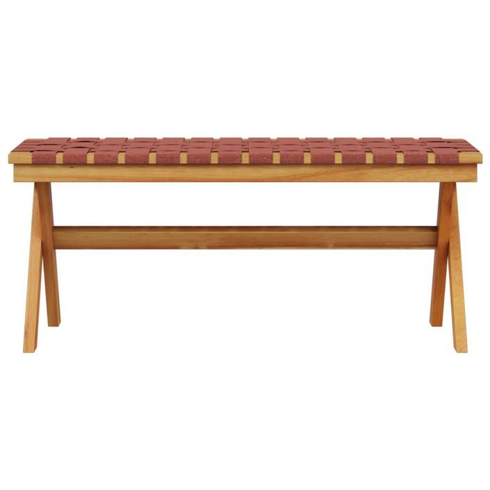 Banc de jardin rouge bois massif d'acacia et tissu - Photo n°3