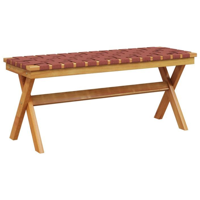 Banc de jardin rouge bois massif d'acacia et tissu - Photo n°5