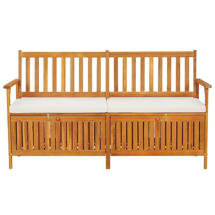 Banc de rangement avec coussin 148 cm Bois d'acacia solide - Photo n°2