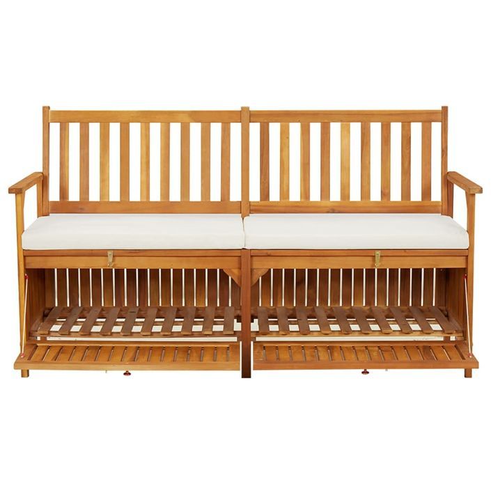 Banc de rangement avec coussin 148 cm Bois d'acacia solide - Photo n°3