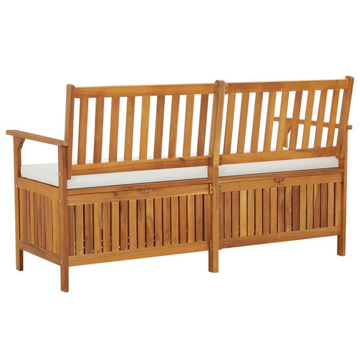 Banc de rangement avec coussin 148 cm Bois d'acacia solide - Photo n°5