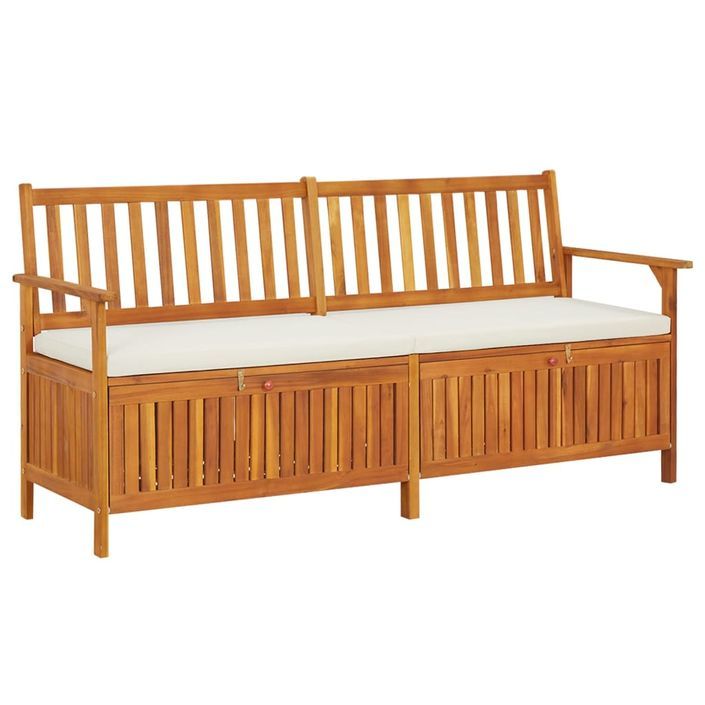 Banc de rangement avec coussin 170 cm Bois d'acacia solide - Photo n°1