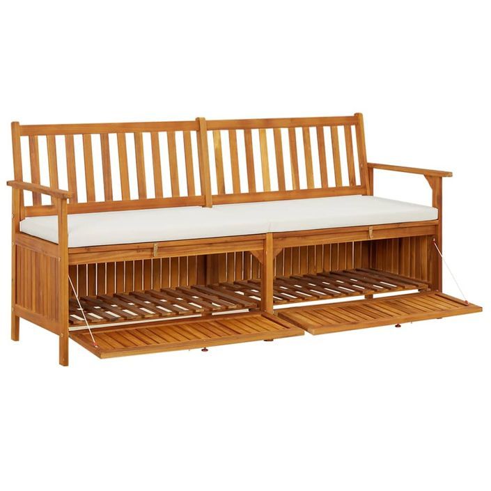 Banc de rangement avec coussin 170 cm Bois d'acacia solide - Photo n°3