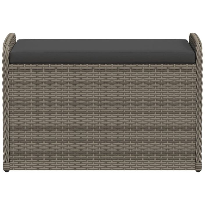 Banc de rangement avec coussin gris 80x51x52 cm résine tressée - Photo n°4