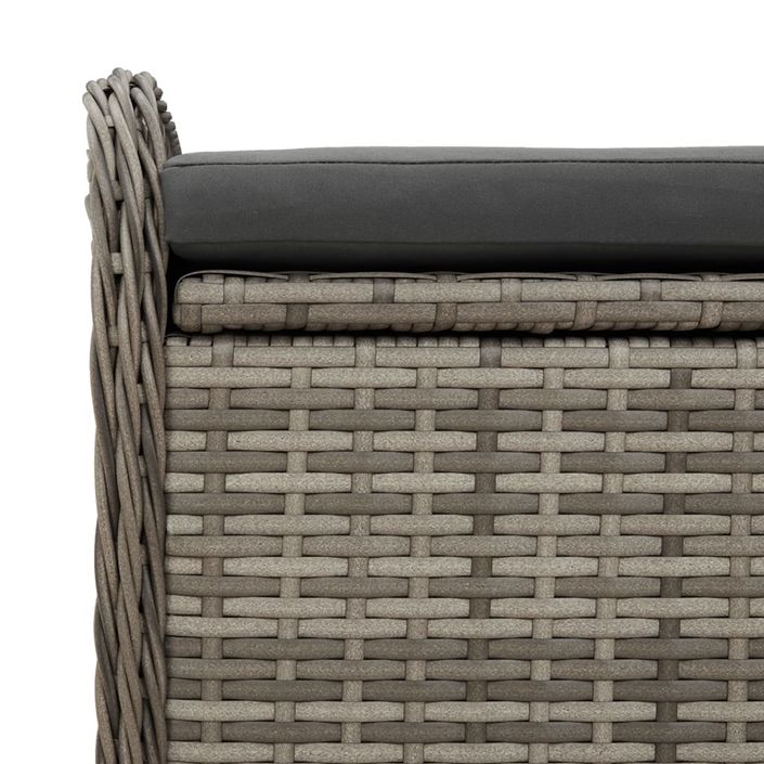 Banc de rangement avec coussin gris 80x51x52 cm résine tressée - Photo n°9