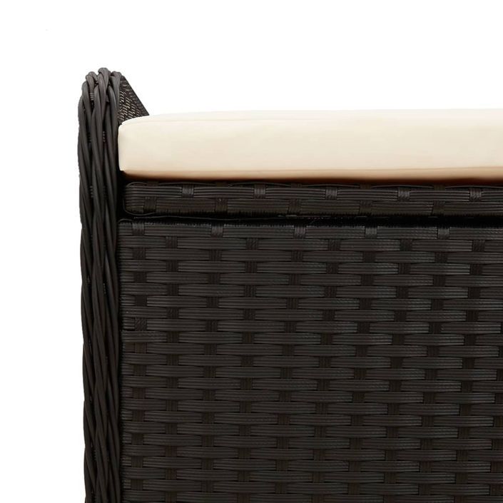 Banc de rangement avec coussin noir 80x51x52 cm résine tressée - Photo n°9