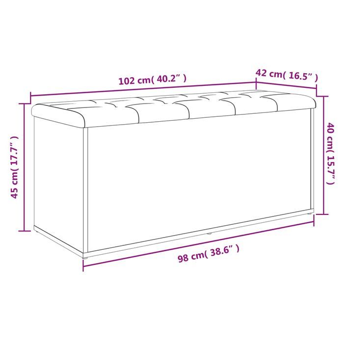 Banc de rangement blanc 102x42x45 cm bois d'ingénierie - Photo n°10