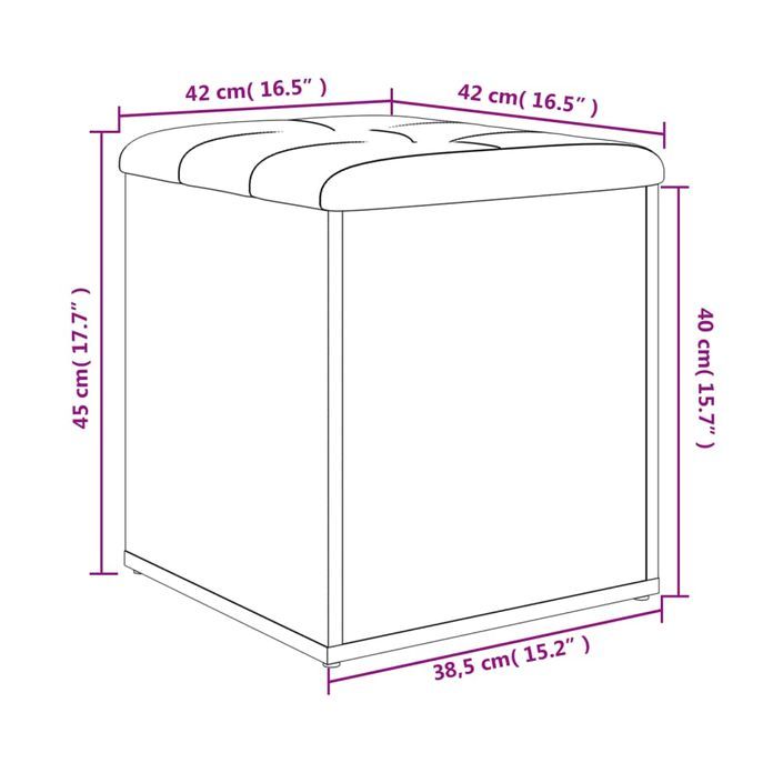 Banc de rangement blanc 42x42x45 cm bois d'ingénierie - Photo n°10