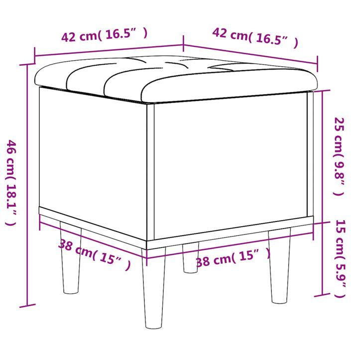 Banc de rangement blanc 42x42x46 cm bois d'ingénierie - Photo n°10