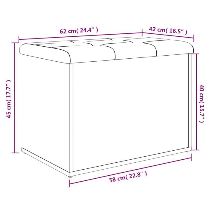 Banc de rangement blanc 62x42x45 cm bois d'ingénierie - Photo n°10