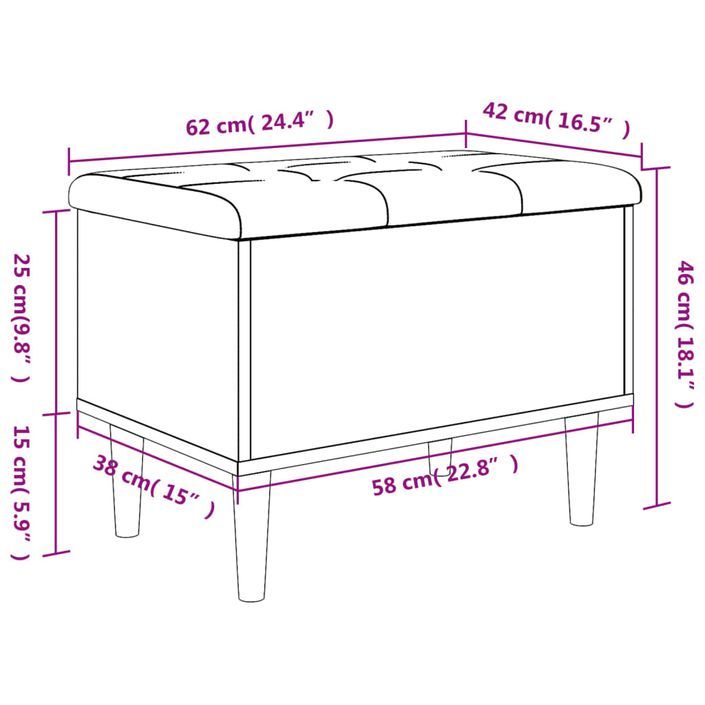 Banc de rangement blanc 62x42x46 cm bois d'ingénierie - Photo n°10