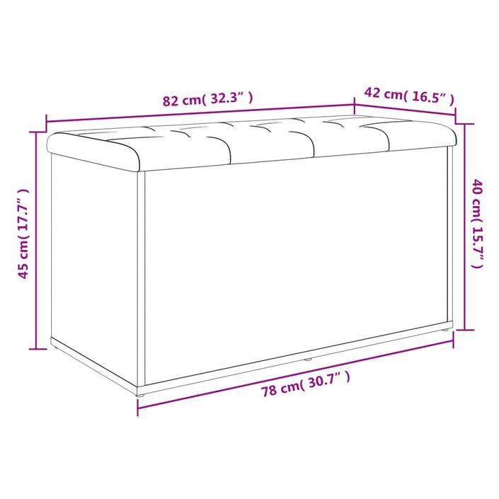 Banc de rangement blanc 82x42x45 cm bois d'ingénierie - Photo n°10