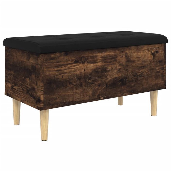 Banc de rangement chêne fumé 82x42x46 cm bois d'ingénierie - Photo n°1