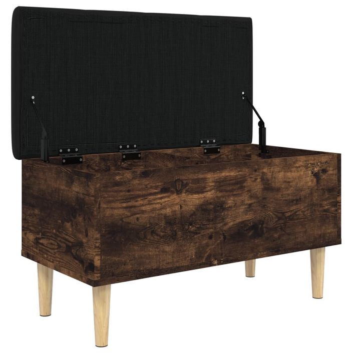 Banc de rangement chêne fumé 82x42x46 cm bois d'ingénierie - Photo n°4