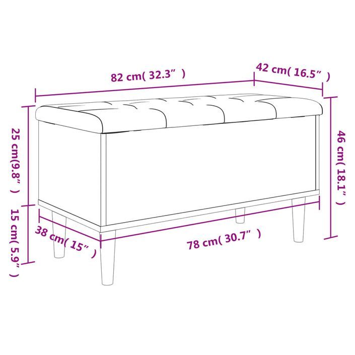 Banc de rangement chêne fumé 82x42x46 cm bois d'ingénierie - Photo n°10