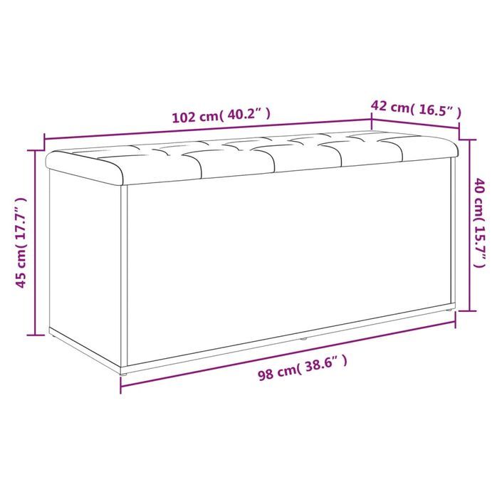 Banc de rangement chêne sonoma 102x42x45 cm bois d'ingénierie - Photo n°10