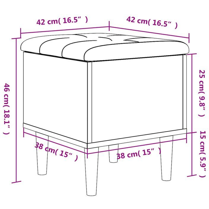 Banc de rangement chêne sonoma 42x42x46 cm bois d'ingénierie - Photo n°10