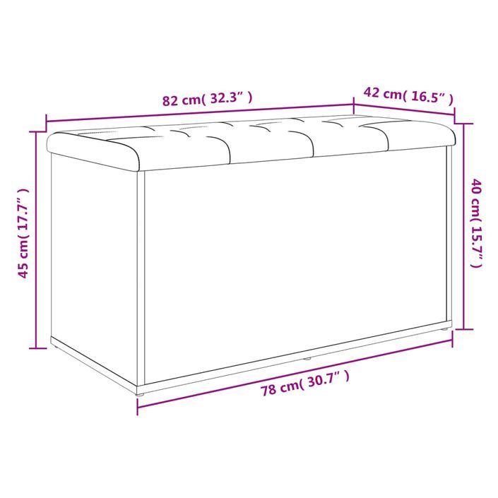 Banc de rangement chêne sonoma 82x42x45 cm bois d'ingénierie - Photo n°10