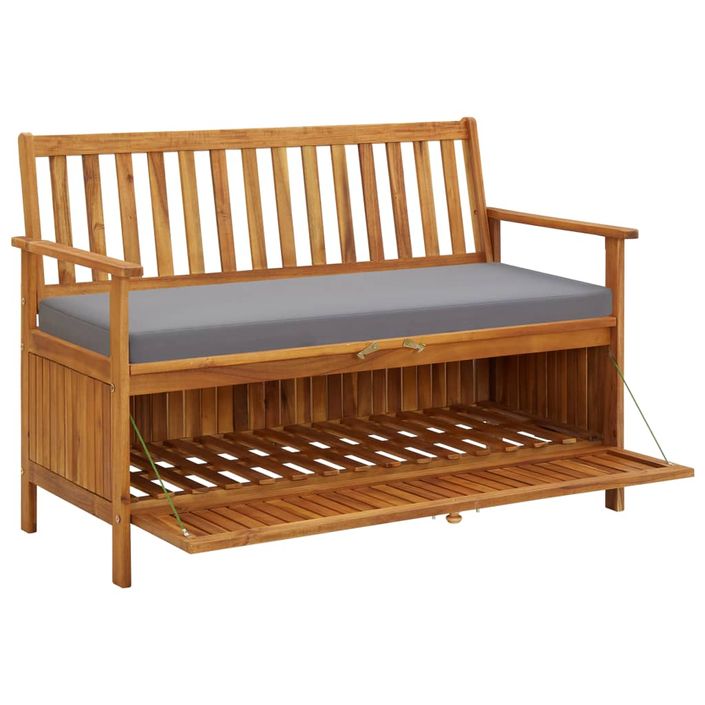 Banc de rangement de jardin 120 cm Bois d'acacia solide 2 - Photo n°5