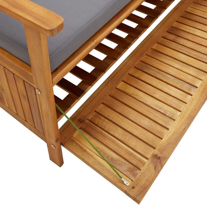 Banc de rangement de jardin 120 cm Bois d'acacia solide 2 - Photo n°8