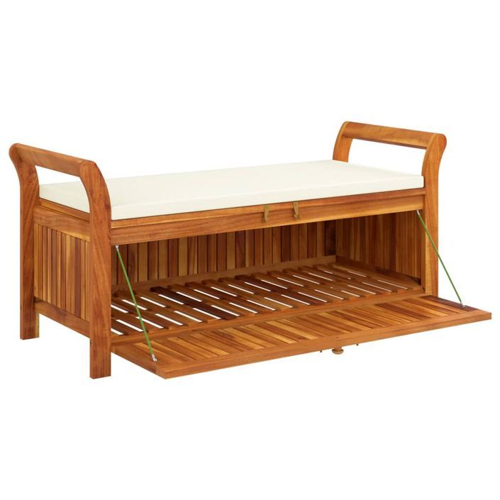 Banc de rangement de jardin avec coussin 126 cm Bois d'acacia - Photo n°4