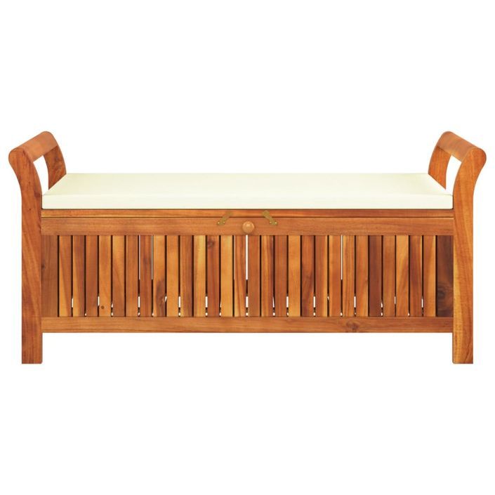 Banc de rangement de jardin avec coussin 126 cm Bois d'acacia - Photo n°5