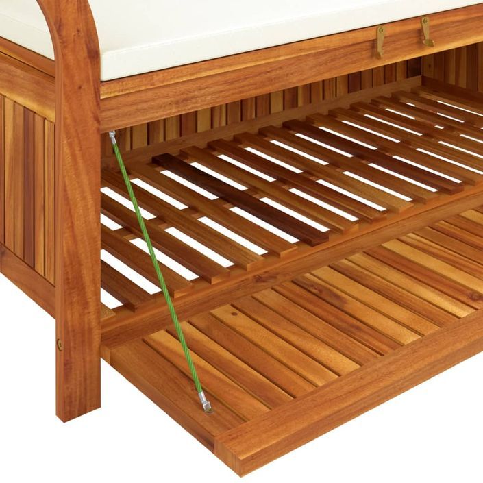 Banc de rangement de jardin avec coussin 126 cm Bois d'acacia - Photo n°8