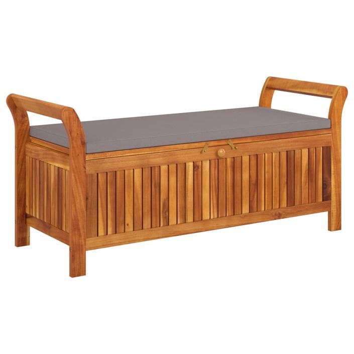 Banc de rangement de jardin avec coussin 126 cm Bois d'acacia - Photo n°1